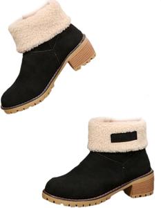 Уютные теплые ботильоны до щиколотки для женщин, с нескользящей подошвой, мягкие и прочные, повседневные зимние средние сапожки ZPLMIDE, Black