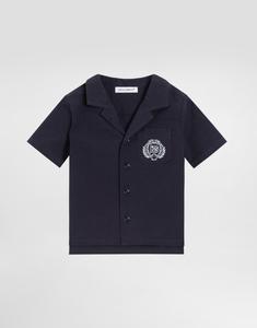 Хлопковая рубашка с короткими рукавами DOLCE & GABBANA, синий