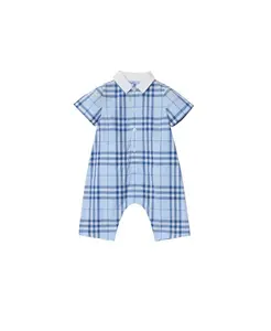 Хлопковый комбинезон в клетку Burberr для малыша Burberry, синий