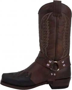 Женские ковбойские сапоги DAGY с квадратным носком и низким каблуком, рабочие сапоги с вышивкой средней высоты, Coffee