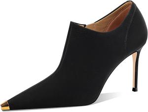 Женские короткие ботильоны FYS на высоком каблуке-шпильке, с острым носком, на молнии сбоку, для вечеринок и повседневной носки, осенние, размер 4-15 US, Black