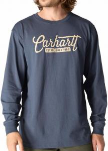 Мужская свободная футболка Carhartt Heavyweight с длинным рукавом и графическим принтом, Bluestone