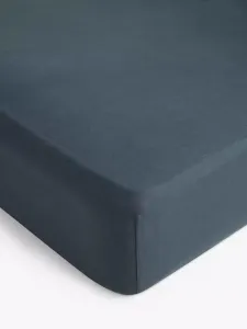 Простыня на резинке John Lewis Comfy & Relaxed Washed Linen, цвет denim/blue