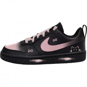 Скользоустойчивые низкие детские скейтерские кеды Court Borough черные для подростков Nike, черный/розовый