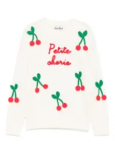 Свитер с вишневой вышивкой Mc2 Saint Barth Kids, белый