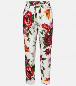 Высокие брюки из хлопка с цветочным принтом Dolce&Gabbana, Anemoni Gigli F.Bco