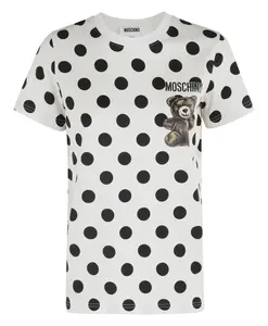 Футболка с логотипом цвета слоновой кости и черного цвета. Moschino, белый