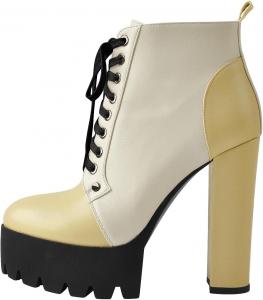 Женские кожаные ботильоны на высокой платформе с широким каблуком, шнуровкой и боковой молнией, модная обувь для осени и зимы Onlymakerheels, Yellow