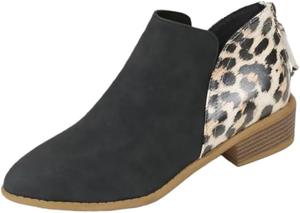 Женские короткие ботинки с заостренным носком - модные и удобные, с резиновой подошвой, подходят для ношения на улице. Fusecottc, Black