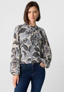 Блуза comma MIT RUNDHALSAUSSCHNITT UND FLORALEM MUSTER, Navy/Multi-Coloured