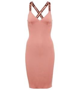 Платье миди с жаккардом и логотипом Off-White, Nude Brown