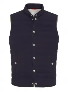 Стеганый жилет на кнопках Brunello Cucinelli, синий
