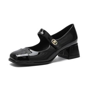 Туфли Мэри Джейн на массивном каблуке 4,5 см, женские QITUMAUL, Black[Heel Height 4.5Cm]