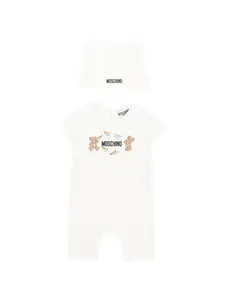 Комплект боди с изображением мишки Moschino Kids, белый