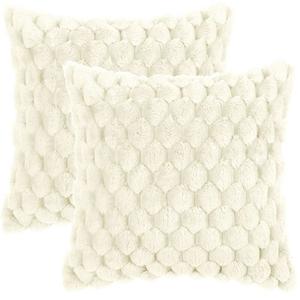 Набор из 2 мягких декоративных наволочек, плюшевая наволочка для дивана 20 x 20 дюймов Unique Bargains, белый