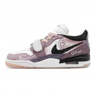 Jordan Кроссовки Legacy 312, износостойкие, низкие, винтажные, баскетбольные, унисекс, белый с фиолетовыми вставками