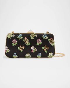 Клатч Carry Secrets Little Flower Satin Minaudiere Valentino Garavani, цвет Nero Multicolor