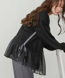 Топ из органзы с баской и трикотажной основой