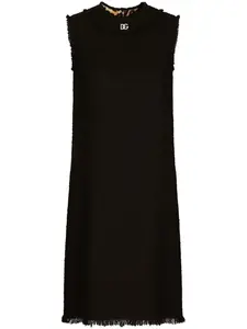 Твидовое платье миди с логотипом DG DOLCE & GABBANA, черный