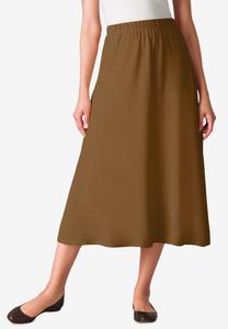 Женская трикотажная юбка А-силуэта больших размеров, рассчитанная на 7 дней носки Woman Within, Toffee