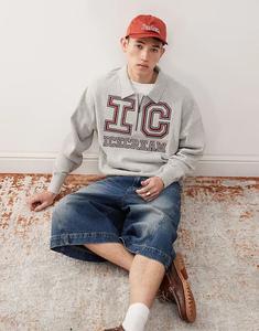 Свитшот ICECREAM College с застежкой-молнией на четверть дюйма серого цвета