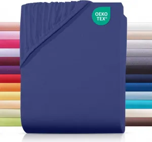 Простыня на резинке 90х200 см из 100% хлопка, однотонная темно-синяя Carpe Sonno