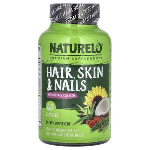 Волосы, кожа и ногти с биотином и коллагеном, 60 капсул Naturelo
