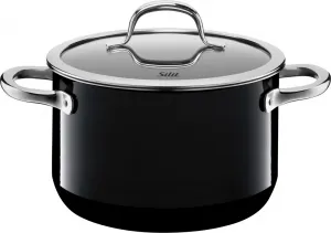 Кастрюля Passion Black высотой 20 см со стеклянной крышкой, объемом 3,7 л, функциональная керамика Silargan, подходит для индукционных плит, черного цвета Silit