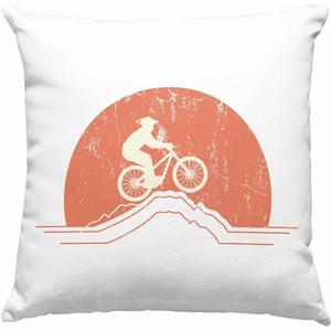Тенденция - Подарочная декоративная подушка для горного велосипеда с наполнителем 40x40 Идея подарка для горного байкера Детская декоративная подушка с наполнителем 40x40 Мужские аксессуары Графический MTB Mountains (синий) Trendation