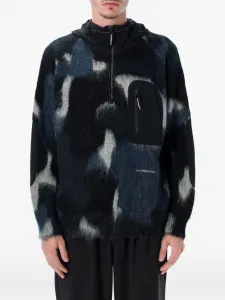 Свитер на молнии с капюшоном And Wander, синий