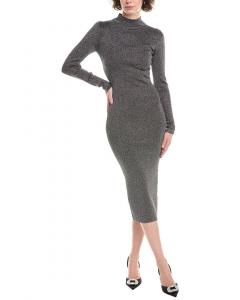 MICHAEL Michael Kors Металлик миди платье, серебряный