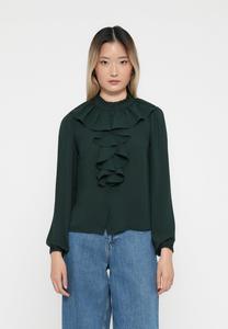 Блуза VILA VIKABU RUFFEL NECK, Ponderosa Pine/Dark Green