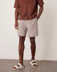 ASOS DESIGN свободный крой шорты из льна серого цвета