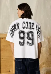 Футболка свободного кроя с коротким рукавом и принтом Bershka, White