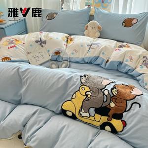 Yalu Комплект постельного белья Tom And Jerry из 3 предметов (простыня 120 см, пододеяльник 150х200 см), мягкий и комфортный