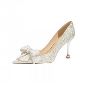 Женские туфли на тонком каблуке, серебристые CAOT, Silver [6Cm]