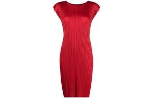 Платье миди с эффектом плиссе PLEATS PLEASE ISSEY MIYAKE, красный