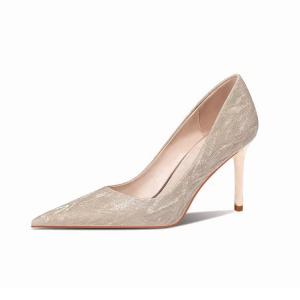 Тонкие туфли на шпильке 8 см женские TAOLEI, Champagne 8Cm