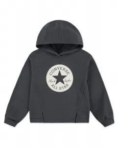 Толстовка с капюшоном из французского махрового трикотажа квадратного кроя для девочки Converse, черный