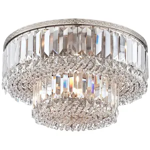 Современный потолочный светильник Великолепный, встраиваемый, шириной 16 дюймов, из матового сатинированного никеля, гранёный хрусталь для спальни, гостиной Vienna Full Spectrum, silver