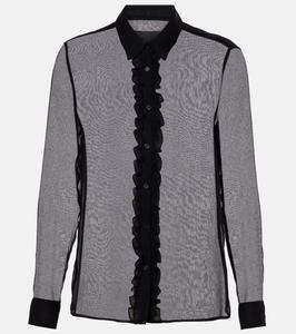 Рубашка Крис из прозрачного шелка с оборками Nili Lotan, черный