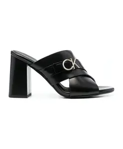 Стильные кожаные мюли на каблуке Calvin Klein, черный