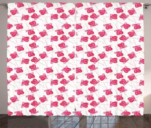 Штора ABAKUHAUS ко Дню святого Валентина в деревенском стиле, с сердечками и леденцами, универсальная тесьма для гостиной с петлями и крючками, 280 x 225 см, белая с разноцветным узором Abakuhaus