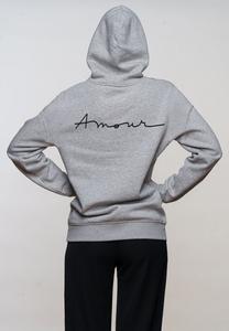 Толстовка AMOUR ROCK BACK EMBROIDERY UNISEX - Hoodie Mira Paris, пятнистый серый