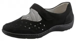 Балетки Waldläufer "HENNI", обувь на липучке, удобная обувь с перфорацией, ширина H, черный