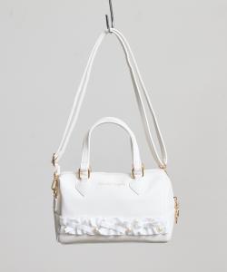 Sunny side: освежающая сумка-бостон с оборкой в форме сердца, лентой и жемчугом Magine, цвет White