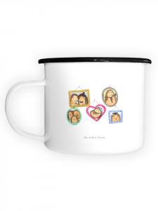 Эмалированная кружка XL Семья ежиков без слов белого цвета Mr. & Mrs. Panda