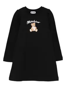 Платье с длинными рукавами и принтом плюшевого мишки Moschino Kids, черный