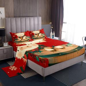Erosebridal Комплект постельного белья с новогодним принтом коровы в красную клетку для детей, Chestnut