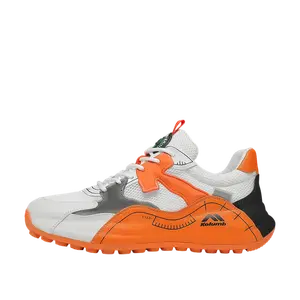 KOLUMB Амортизирующие, противоскользящие, износостойкие, дышащие низкие кеды мужские оранжевый бело-оранжевый